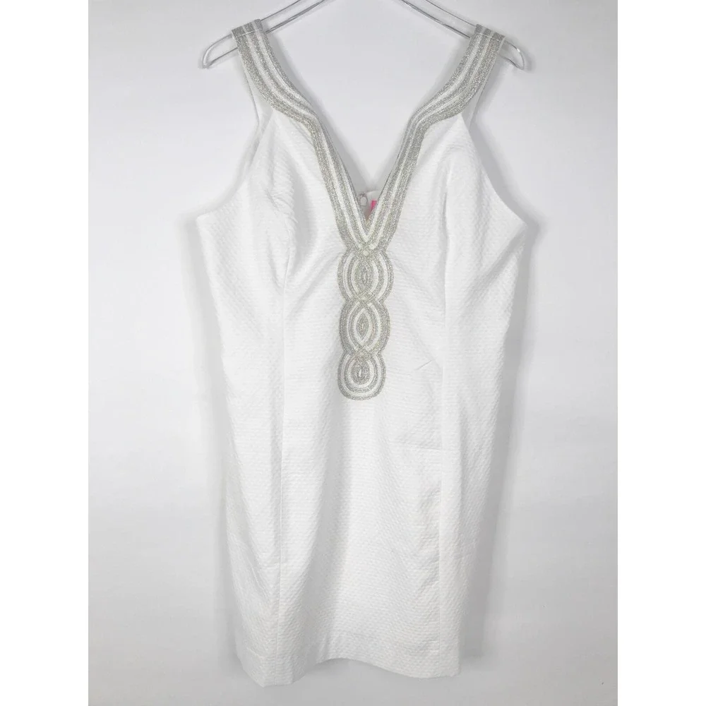 Lilly Pulitzer Dress Womens 16 Resort White Valli Shift Cocktail Beachy Coastal